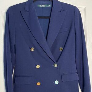 Lauren Ralph Lauren Women’s Blazer Navy Gold Buttons Double Breasted Size 0